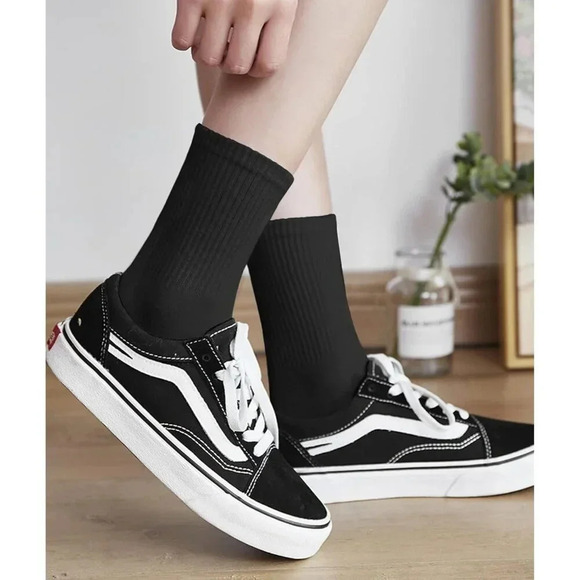 3-6 Pack Womens 6 Pairs Black Crew Casual Calf Lightweight Thin Socks Size 6-11 - Picture 5 of 5